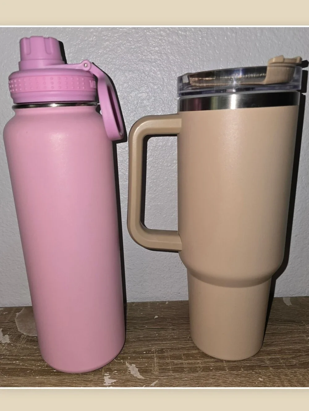LOT of Stanley Tumbler Driftwood Tan & Takeya Bottle Pink 40 oz Stainless Steel - Picture 3 of 11